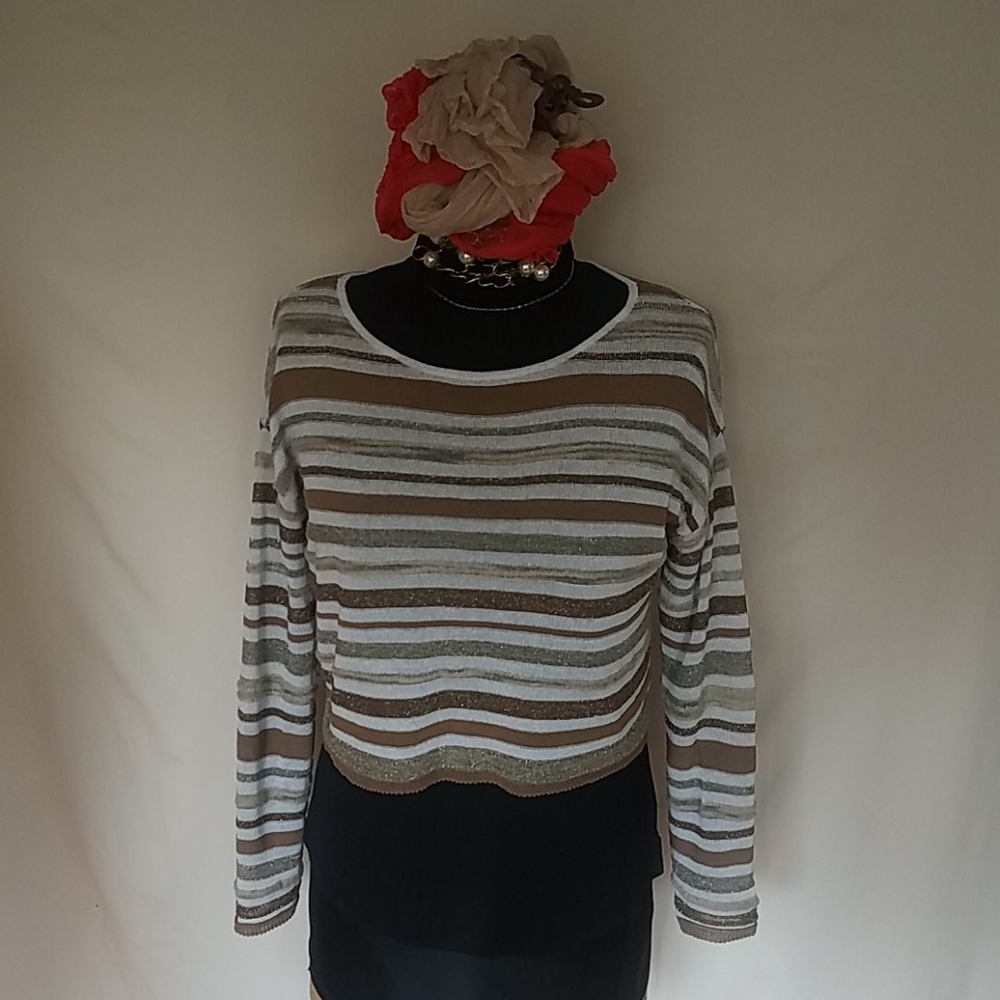 Sarah Pacini  tri colored knit top